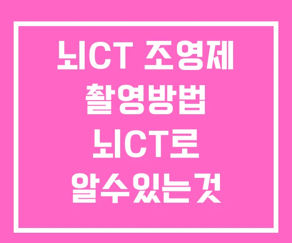 뇌CT 조영제 촬영방법 뇌CT로 알수있는것