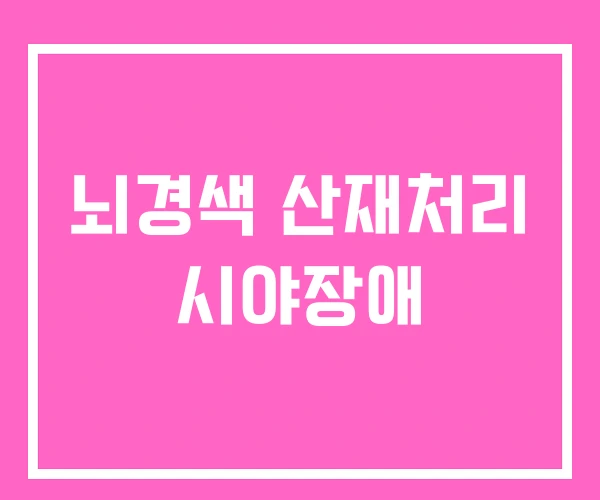 뇌경색 산재처리 시야장애