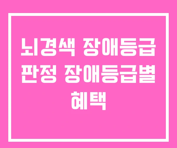 뇌경색 장애등급 판정 장애등급별 혜택