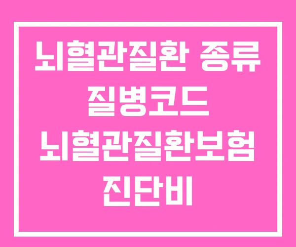 뇌혈관질환 종류 질병코드 뇌혈관질환보험 진단비