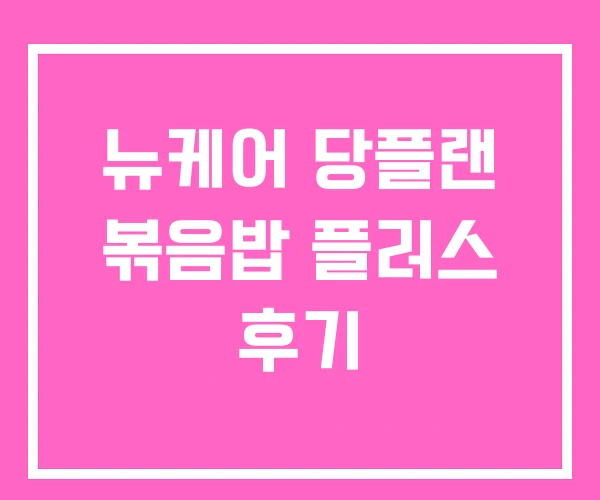 뉴케어 당플랜 볶음밥 플러스 후기 뉴케어 당플랜 볶음밥 플러스 후기