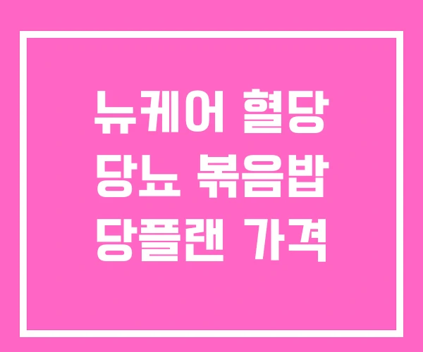 뉴케어 혈당 당뇨 볶음밥 당플랜 가격