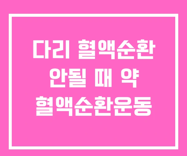 다리 혈액순환 안될 때 약 혈액순환운동