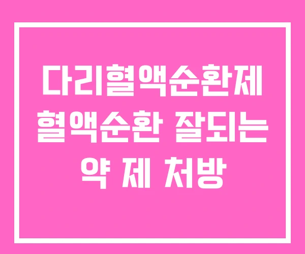 다리혈액순환제 혈액순환 잘되는 약 제 처방