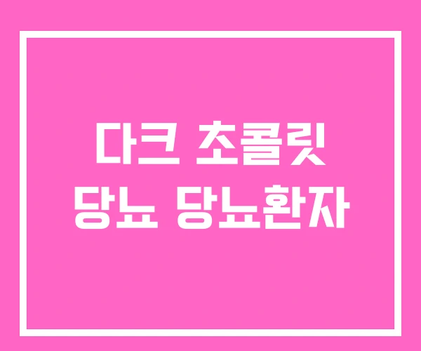 다크 초콜릿 당뇨 당뇨환자