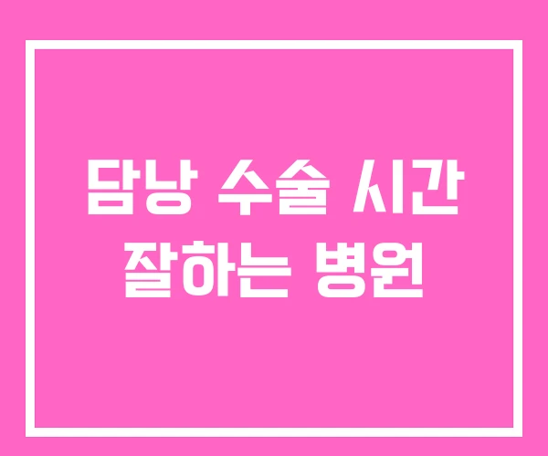 담낭 수술 시간 잘하는 병원 담낭 수술 시간 잘하는 병원
