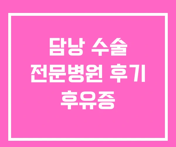 담낭 수술 전문병원 후기 후유증 담낭 수술 전문병원 후기 후유증