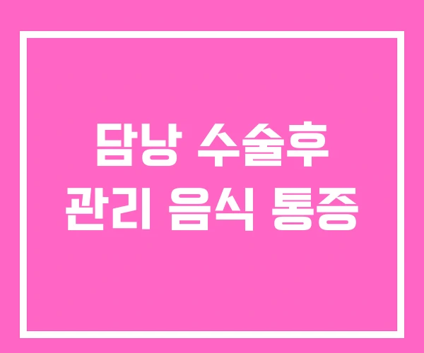 담낭 수술후 관리 음식 통증 담낭 수술후 관리 음식 통증