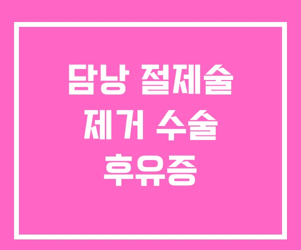 담낭 절제술 제거 수술 후유증 담낭 절제술 제거 수술 후유증