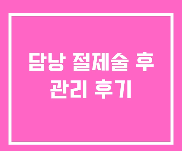 담낭 절제술 후 관리 후기 담낭 절제술 후 관리 후기