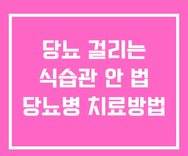 당뇨 걸리는 식습관 안 법 당뇨병 치료방법 당뇨 걸리는 식습관 안 법 당뇨병 치료방법
