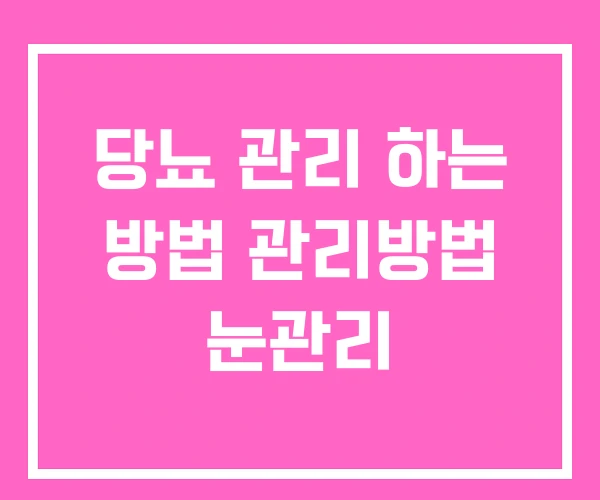 당뇨 관리 하는 방법 관리방법 눈관리