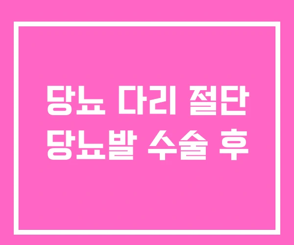 당뇨 다리 절단 당뇨발 수술 후