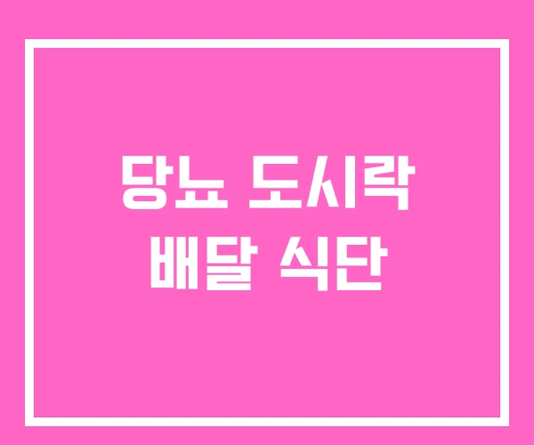 당뇨 도시락 배달 식단