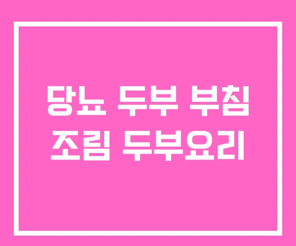 당뇨 두부 부침 조림 두부요리