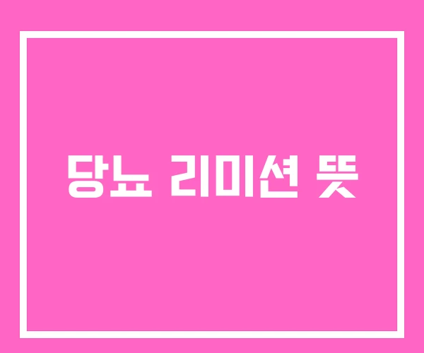 당뇨 리미션 뜻