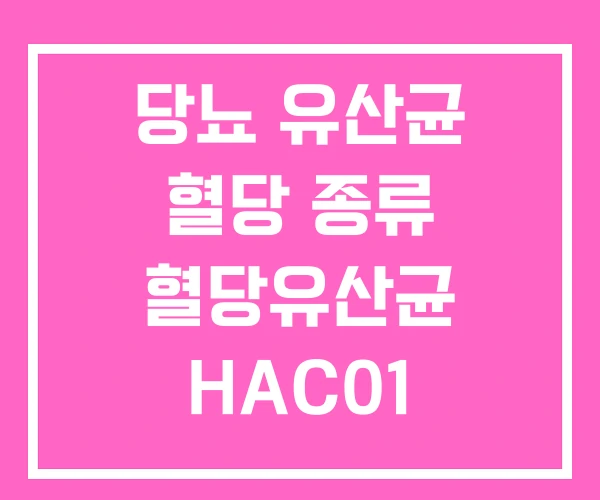 당뇨 유산균 혈당 종류 혈당유산균 HAC01