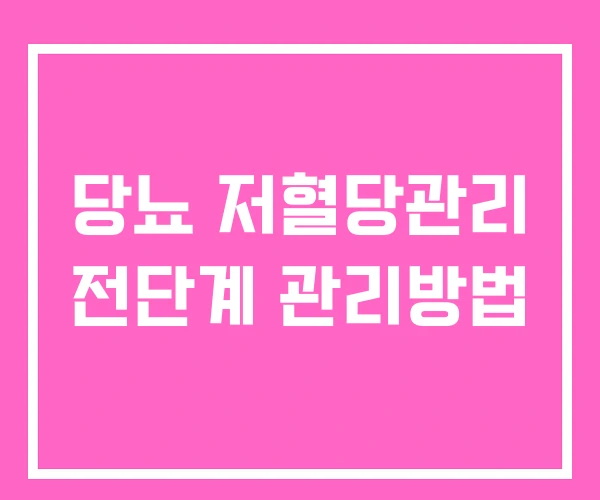 당뇨 저혈당관리 전단계 관리방법