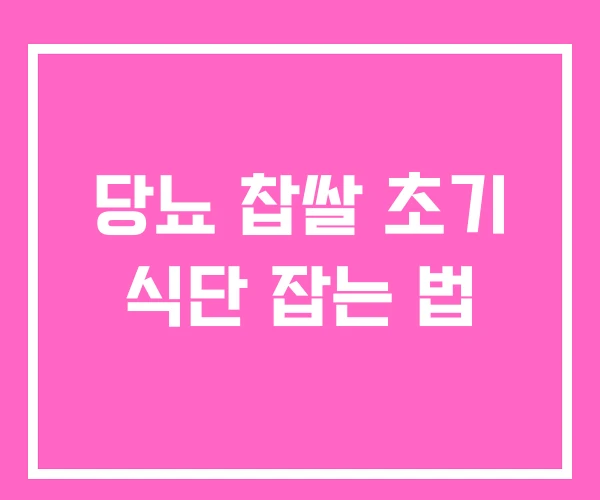 당뇨 찹쌀 초기 식단 잡는 법 당뇨 찹쌀 초기 식단 잡는 법
