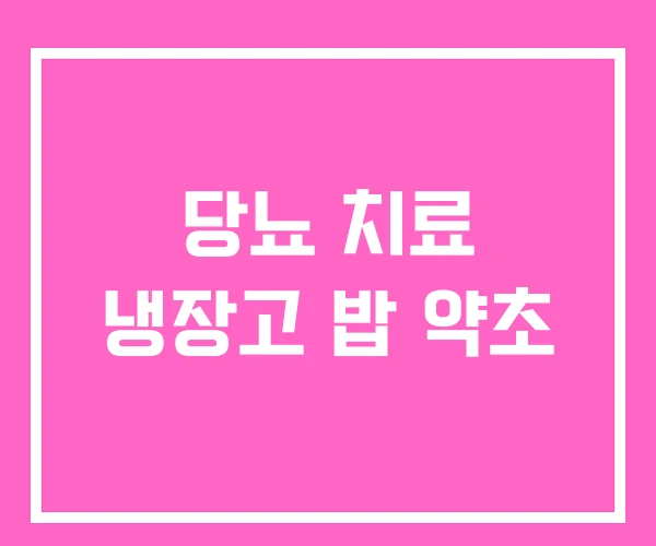 당뇨 치료 냉장고 밥 약초