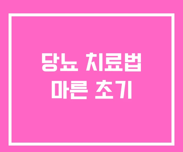 당뇨 치료법 마른 초기