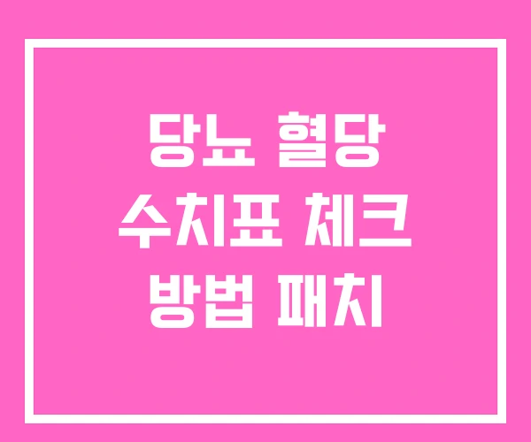 당뇨 혈당 수치표 체크 방법 패치 당뇨 혈당 수치표 체크 방법 패치