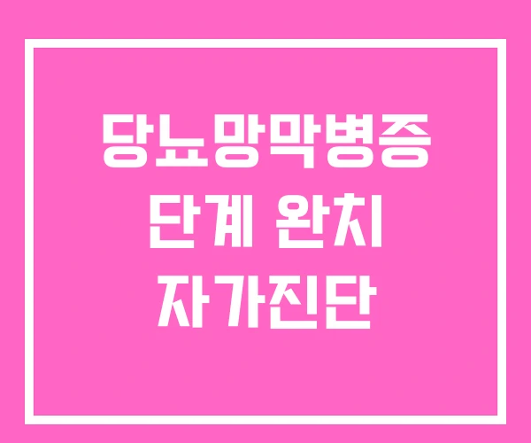 당뇨망막병증 단계 완치 자가진단 당뇨망막병증 단계 완치 자가진단