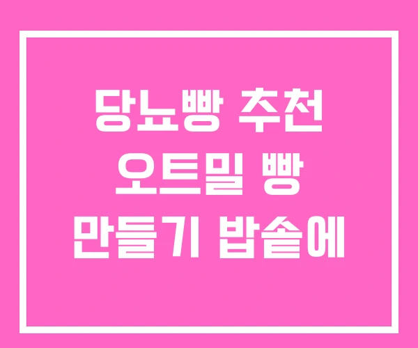 당뇨빵 추천 오트밀 빵 만들기 밥솥에