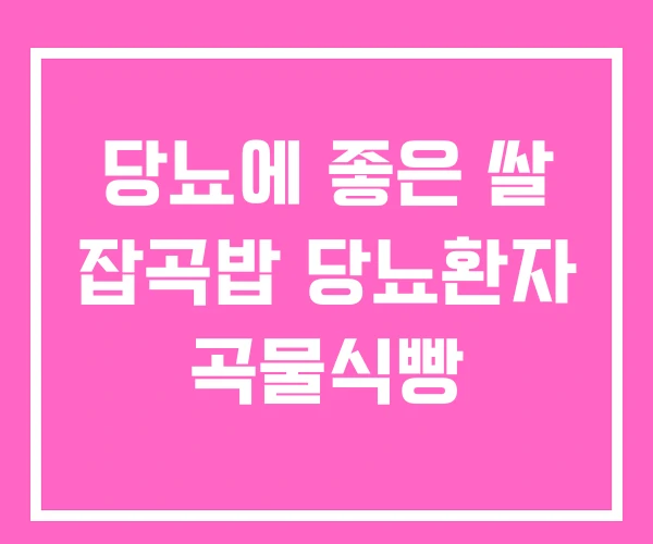 당뇨에 좋은 쌀 잡곡밥 당뇨환자 곡물식빵