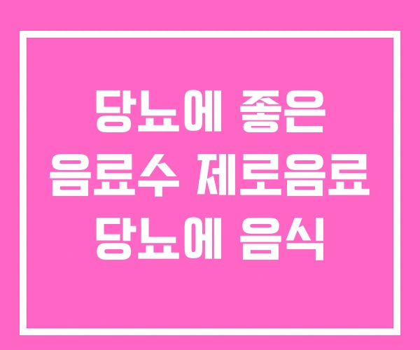 당뇨에 좋은 음료수 제로음료 당뇨에 음식