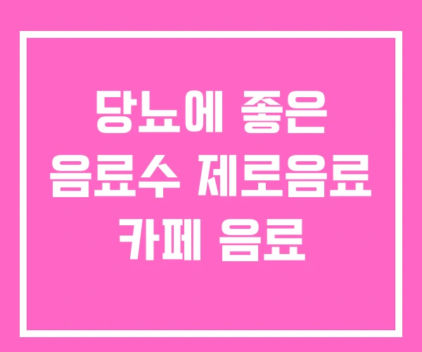 당뇨에 좋은 음료수 제로음료 카페 음료