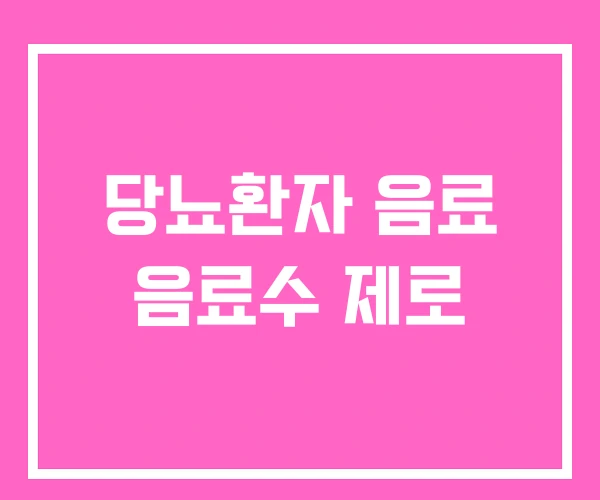 당뇨환자 음료 음료수 제로