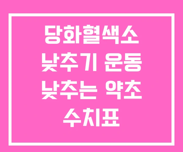 당화혈색소 낮추기 운동 낮추는 약초 수치표