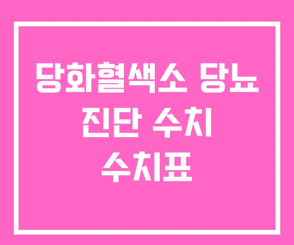 당화혈색소 당뇨 진단 수치 수치표