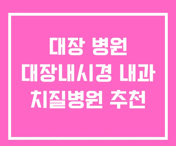 대장 병원 대장내시경 내과 치질병원 추천