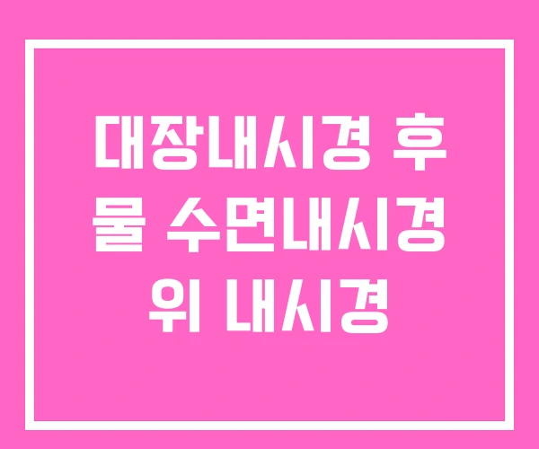 대장내시경 후 물 수면내시경 위 내시경