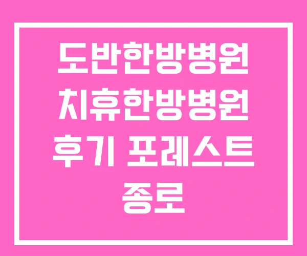 도반한방병원 치휴한방병원 후기 포레스트 종로