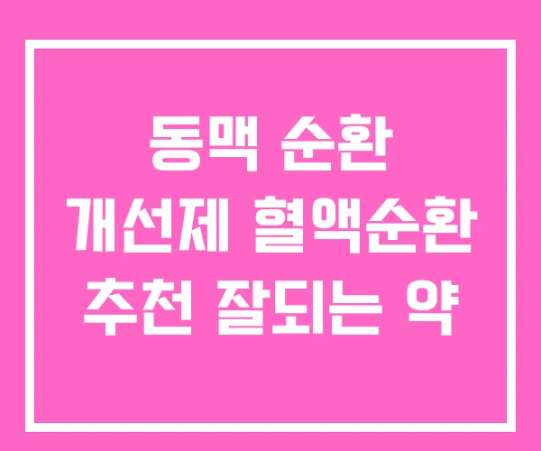 동맥 순환 개선제 혈액순환 추천 잘되는 약
