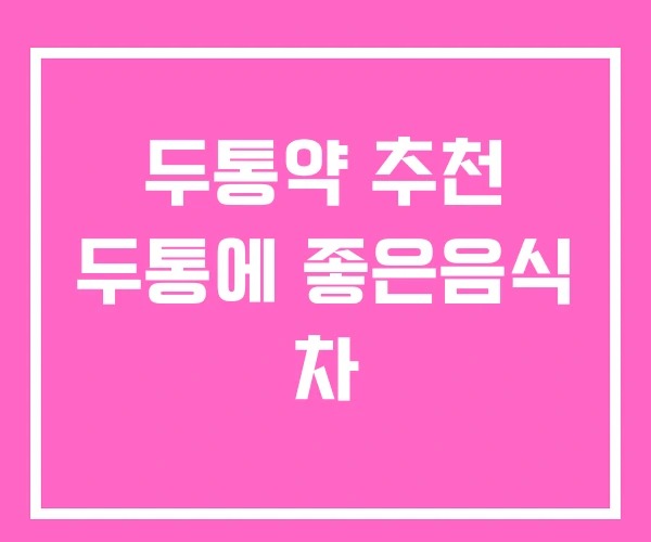 두통약 추천 두통에 좋은음식 차