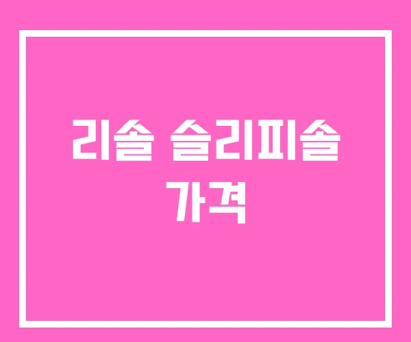 리솔 슬리피솔 가격