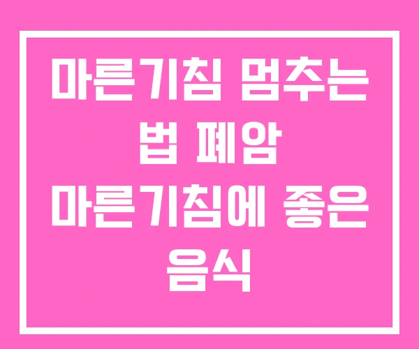 마른기침 멈추는 법 폐암 마른기침에 좋은 음식