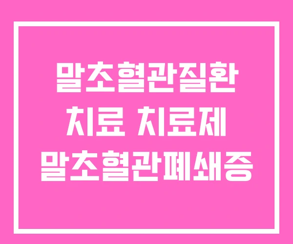 말초혈관질환 치료 치료제 말초혈관폐쇄증