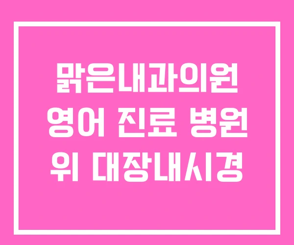 맑은내과의원 영어 진료 병원 위 대장내시경