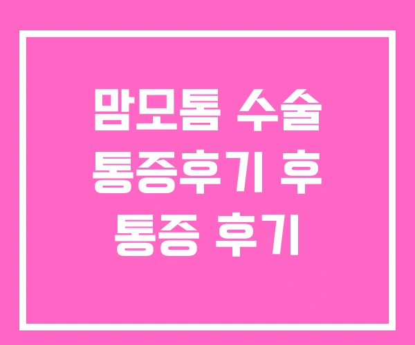맘모톰 수술 통증후기 후 통증 후기