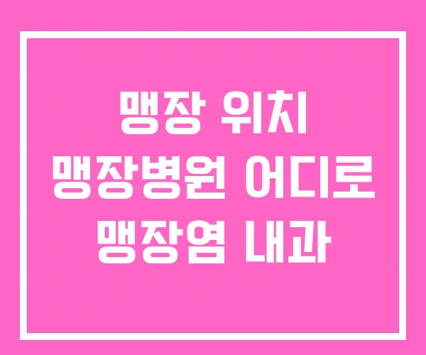 맹장 위치 맹장병원 어디로 맹장염 내과