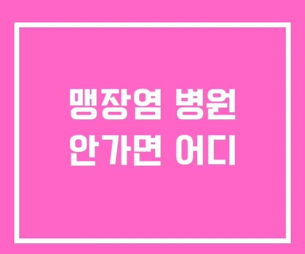 맹장염 병원 안가면 어디