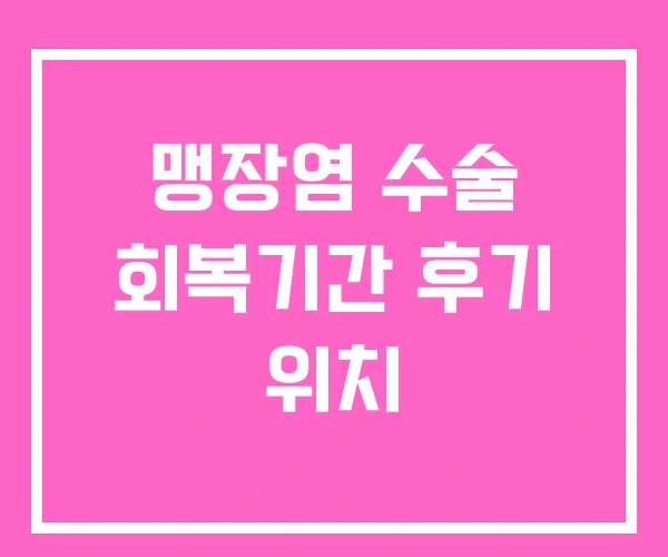 맹장염 수술 회복기간 후기 위치