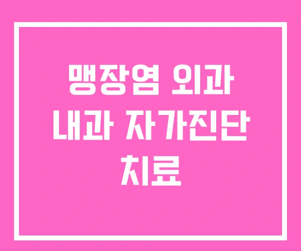 맹장염 외과 내과 자가진단 치료