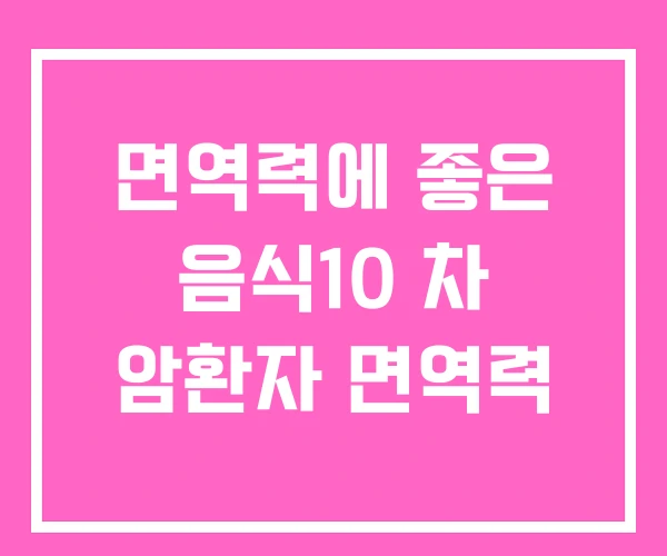 면역력에 좋은 음식10 차 암환자 면역력