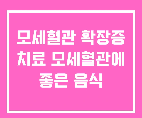 모세혈관 확장증 치료 모세혈관에 좋은 음식